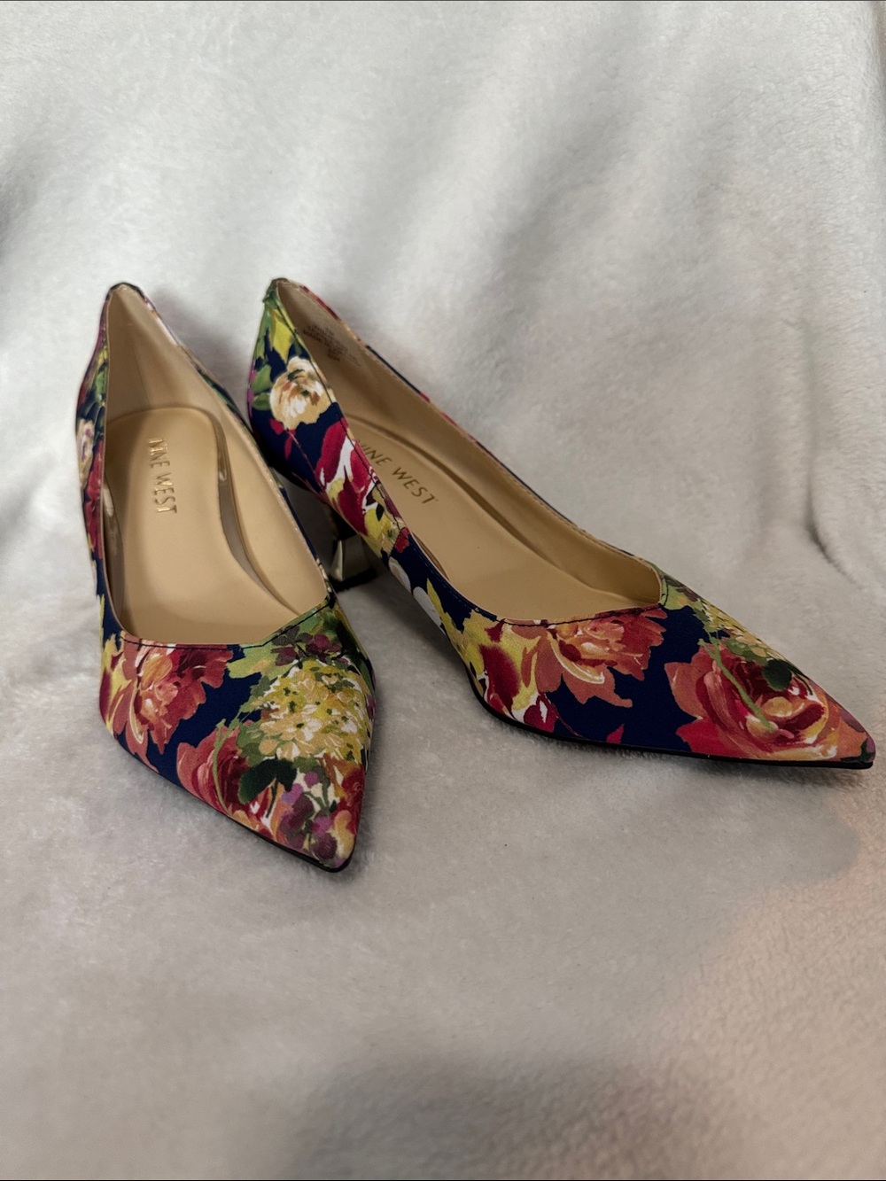 Nine West Navy Floral Pointed-Toe Pumps